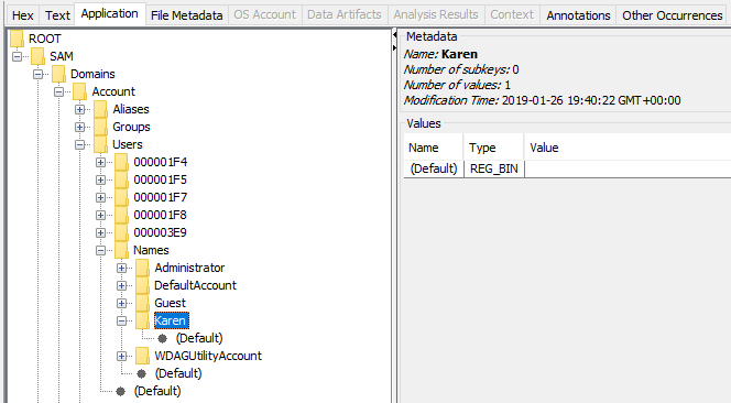 Parsing SAM hive using Autopsy.