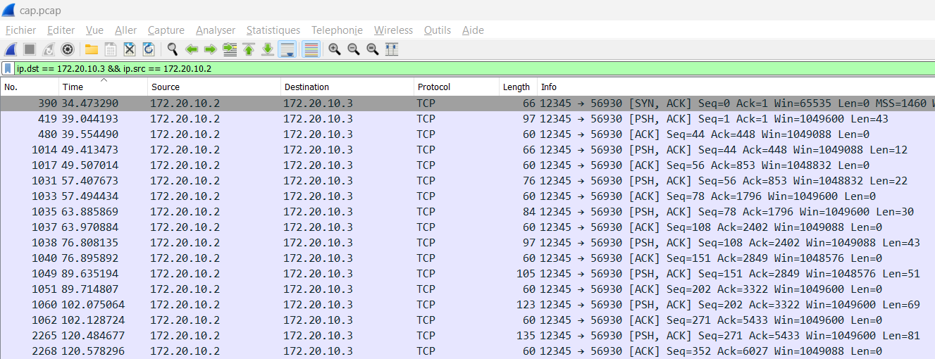 Ce qu&rsquo;envoi la machine suspecte à celle de <code>nofix</code>.