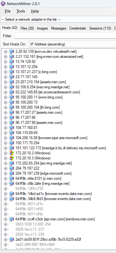 Toutes les IP de chaque machine qui figure dans le dump réseau.